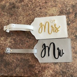 NWOT embroidered Mrs and Mr luggage tags